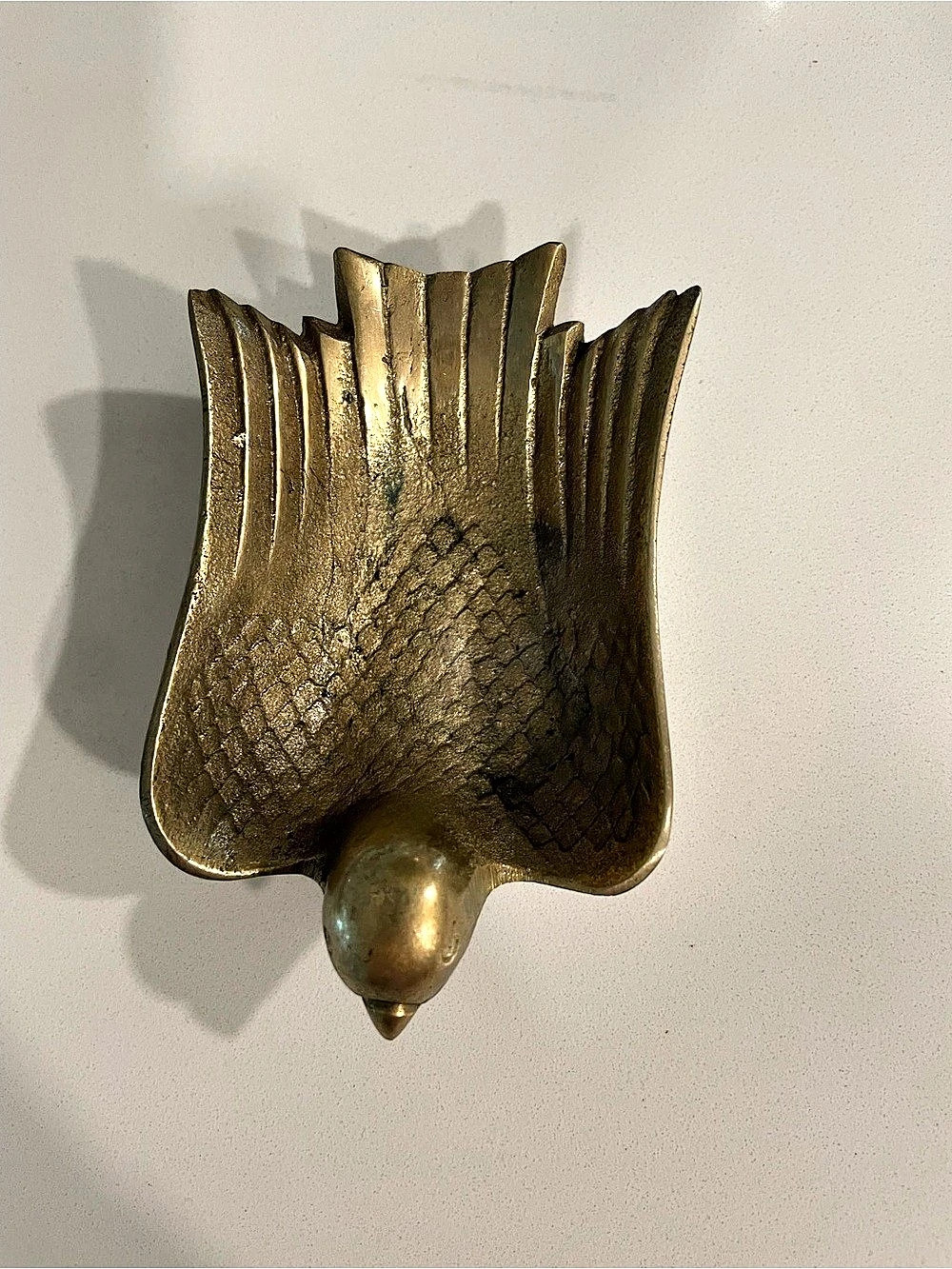 Solid Vintage Brass Gold Sculptural Bird Dove Ring Dish Holder Trinkets